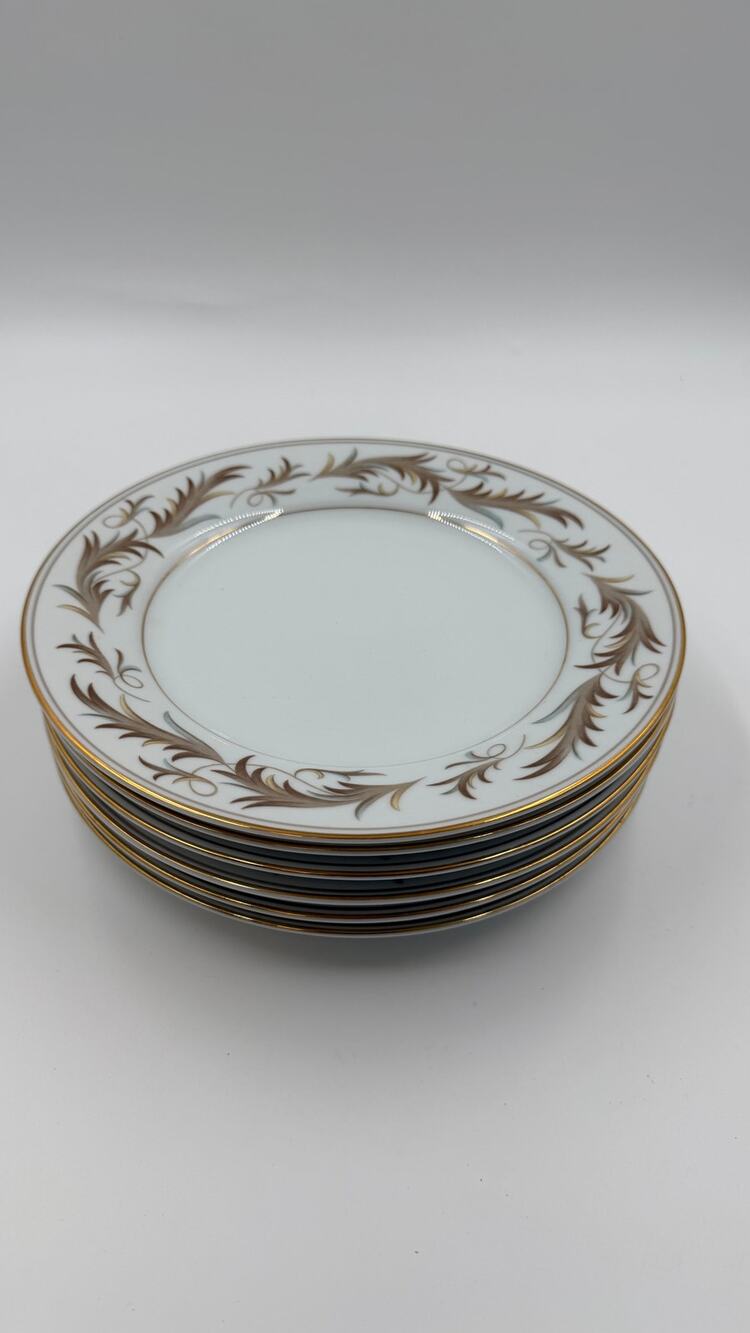 Noritake Granville 5607 Salad Plates Set of 8 Japan 8.25 in Gold Trim Vintage